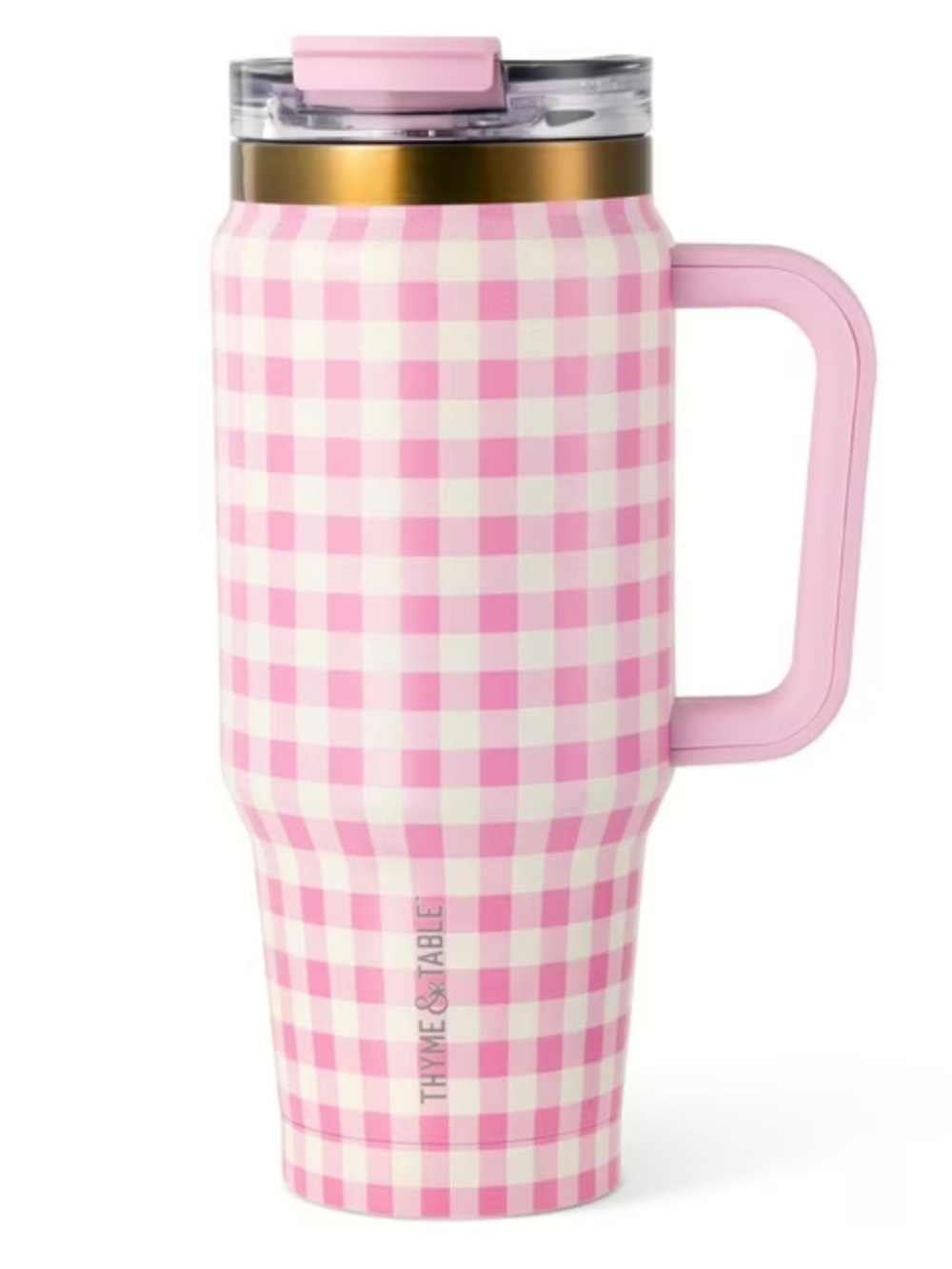 NWT NEW Thyme & Table 32oz
Stainless Steel Luna Pink Gingham Tumbler To Go Cup